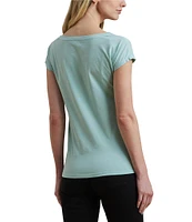 Lauren Ralph Lauren Knit Jersey Boat Neck Short Sleeve Tee