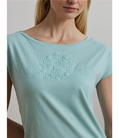 Lauren Ralph Lauren Knit Jersey Boat Neck Short Sleeve Tee