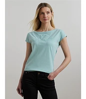 Lauren Ralph Lauren Knit Jersey Boat Neck Short Sleeve Tee