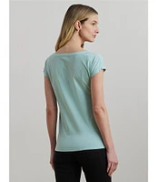 Lauren Ralph Lauren Knit Jersey Boat Neck Short Sleeve Tee