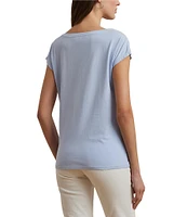 Lauren Ralph Lauren Knit Jersey Boat Neck Short Sleeve Tee