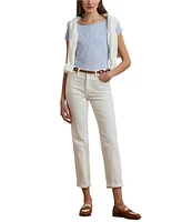 Lauren Ralph Lauren Knit Jersey Boat Neck Short Sleeve Tee