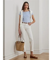 Lauren Ralph Lauren Knit Jersey Boat Neck Short Sleeve Tee