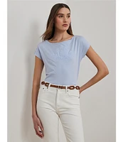 Lauren Ralph Lauren Knit Jersey Boat Neck Short Sleeve Tee