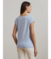 Lauren Ralph Lauren Knit Jersey Boat Neck Short Sleeve Tee