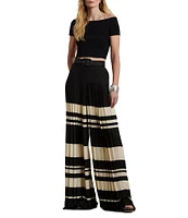 Lauren Ralph Lauren Knit Off-The-Shoulder Short Sleeve Cropped Sweater
