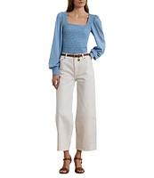 Lauren Ralph Lauren Knit Square Neck Long Blouson Sleeve Top