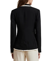 Lauren Ralph Lauren Knit Two-Tone Georgette Notch Lapel Long Sleeve Blazer