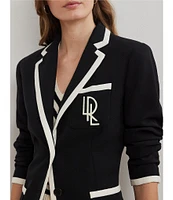 Lauren Ralph Lauren Knit Two-Tone Georgette Notch Lapel Long Sleeve Blazer