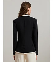 Lauren Ralph Lauren Knit Two-Tone Georgette Notch Lapel Long Sleeve Blazer