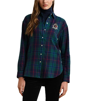 Lauren Ralph Lauren Relaxed Fit Black Watch Plaid Shirt