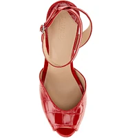 Lauren Ralph Lauren Kyla Crocodile Embossed Leather Sandals