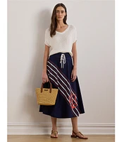 Lauren Ralph Lauren Lace-Up Waist A-Line Midi Skirt