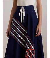 Lauren Ralph Lauren Lace-Up Waist A-Line Midi Skirt