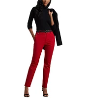 Lauren Ralph Lauren Lakythia Stretch Cotton Flat Front Slim Straight Leg Mid Rise Pants