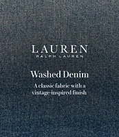 Lauren Ralph Lauren Devyn Leather-Trim Denim Large Tote Bag