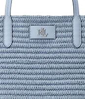 Lauren Ralph Lauren Solid Lauren Leather-Trim Straw Large Brie Tote Bag