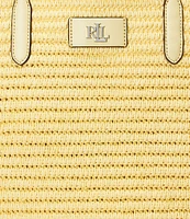 Lauren Ralph Lauren Solid Lauren Leather-Trim Straw Large Brie Tote Bag