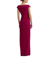 Lauren Ralph Lauren Leonidas V-Neck Cap Sleeve Twist Front Gown