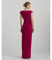 Lauren Ralph Lauren Leonidas V-Neck Cap Sleeve Twist Front Gown