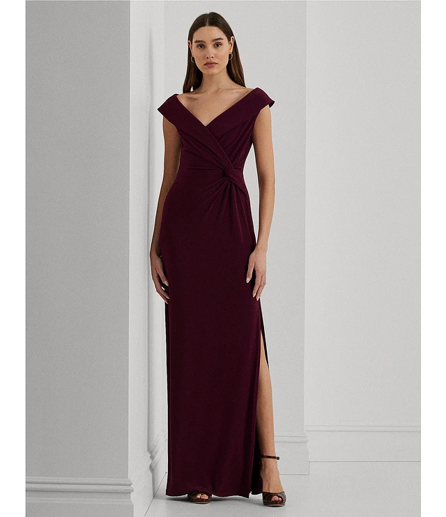 Lauren Ralph Lauren Leonidas V-Neck Cap Sleeve Twist Front Gown | Liberty Center Lauren Ralph Lauren Leonidas V-Neck Cap Sleeve Twist Front Gown | Liberty Center