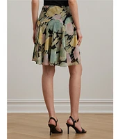 Lauren Ralph Lauren Lightweight Crinkle Georgette Embroidered Floral A-Line Skirt