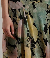 Lauren Ralph Lauren Lightweight Crinkle Georgette Embroidered Floral A-Line Skirt