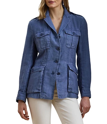 Lauren Ralph Lauren Lightweight Linen Notch Lapel Long Sleeve Blazer
