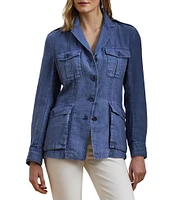 Lauren Ralph Lauren Lightweight Linen Notch Lapel Long Sleeve Blazer