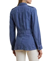 Lauren Ralph Lauren Lightweight Linen Notch Lapel Long Sleeve Blazer