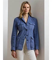 Lauren Ralph Lauren Lightweight Linen Notch Lapel Long Sleeve Blazer