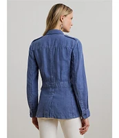 Lauren Ralph Lauren Lightweight Linen Notch Lapel Long Sleeve Blazer
