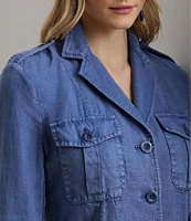 Lauren Ralph Lauren Lightweight Linen Notch Lapel Long Sleeve Blazer