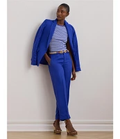 Lauren Ralph Lauren Linen Blend Twill High Rise Wide Leg Cropped Pants