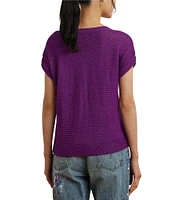 Lauren Ralph Lauren Linen Blend V-Neck Short Sleeve Sweater