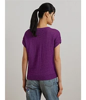 Lauren Ralph Lauren Linen Blend V-Neck Short Sleeve Sweater