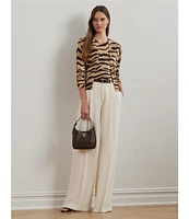 Lauren Ralph Lauren Linen Blend Zebra Print Button Front Cardigan