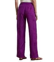 Lauren Ralph Lauren Linen Flat Front Mid Rise Drawcord Waist Pants
