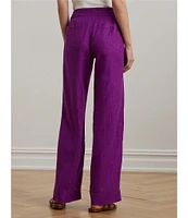 Lauren Ralph Lauren Linen Flat Front Mid Rise Drawcord Waist Pants