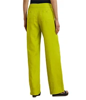 Lauren Ralph Lauren Linen Flat Front Mid Rise Drawcord Waist Pants