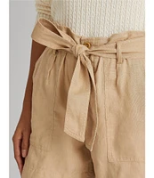 Lauren Ralph Lauren Linen High Rise Tie Belted Relaxed Shorts