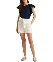 Lauren Ralph Lauren Linen High Rise Tie Belted Relaxed Shorts