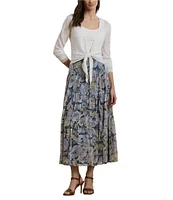 Lauren Ralph Lauren Linen Open front Long Sleeve Tie Front Cardigan