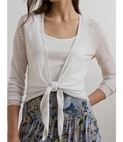 Lauren Ralph Lauren Linen Open front Long Sleeve Tie Front Cardigan