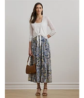 Lauren Ralph Lauren Linen Open front Long Sleeve Tie Front Cardigan