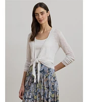Lauren Ralph Lauren Linen Open front Long Sleeve Tie Front Cardigan