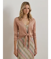 Lauren Ralph Lauren Linen Open Tie Front Long Sleeve Cardigan