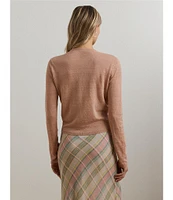 Lauren Ralph Lauren Linen Open Tie Front Long Sleeve Cardigan