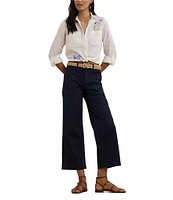 Lauren Ralph Lauren Linen Point Collar Long Sleeve Button Front Shirt