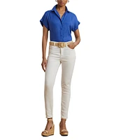 Lauren Ralph Lauren Linen Point Collar Short Sleeve Button Front Shirt